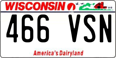 WI license plate 466VSN
