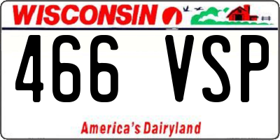 WI license plate 466VSP