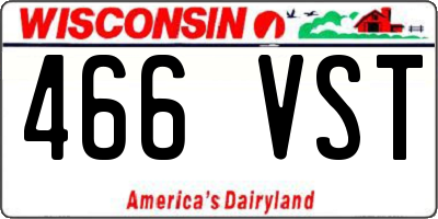 WI license plate 466VST