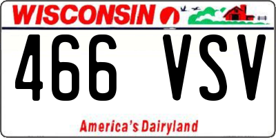 WI license plate 466VSV