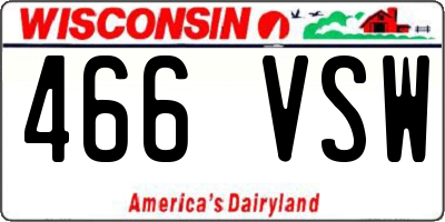 WI license plate 466VSW