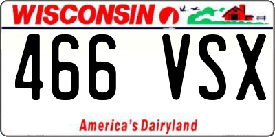 WI license plate 466VSX