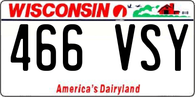 WI license plate 466VSY