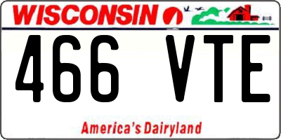 WI license plate 466VTE