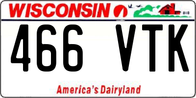 WI license plate 466VTK
