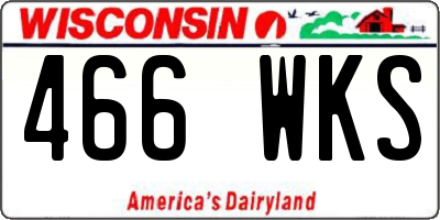 WI license plate 466WKS