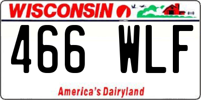 WI license plate 466WLF