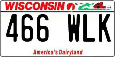 WI license plate 466WLK