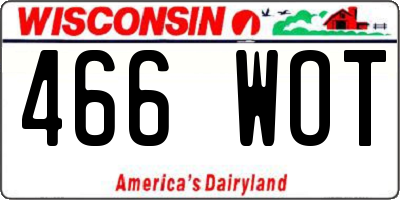 WI license plate 466WOT