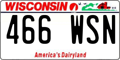 WI license plate 466WSN