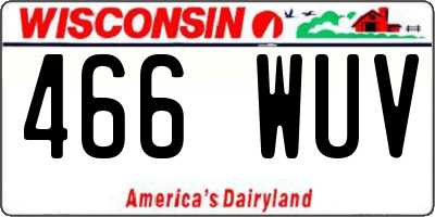 WI license plate 466WUV