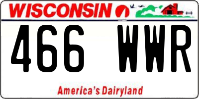 WI license plate 466WWR