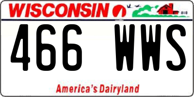 WI license plate 466WWS