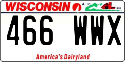 WI license plate 466WWX