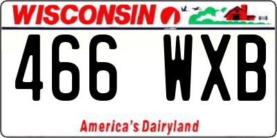 WI license plate 466WXB