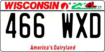 WI license plate 466WXD