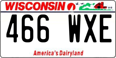 WI license plate 466WXE