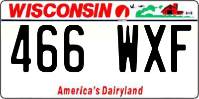 WI license plate 466WXF