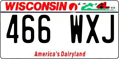 WI license plate 466WXJ