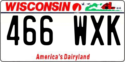 WI license plate 466WXK