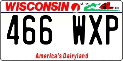 WI license plate 466WXP