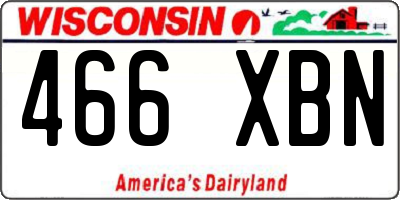 WI license plate 466XBN