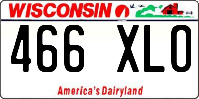 WI license plate 466XLO