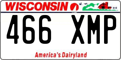 WI license plate 466XMP