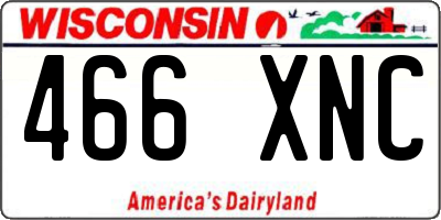 WI license plate 466XNC