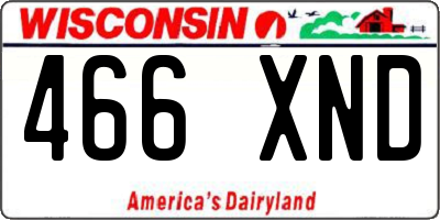 WI license plate 466XND