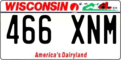WI license plate 466XNM