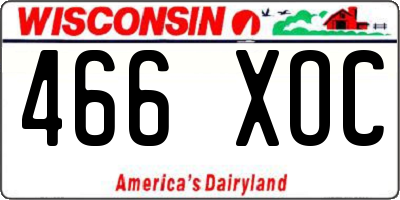 WI license plate 466XOC