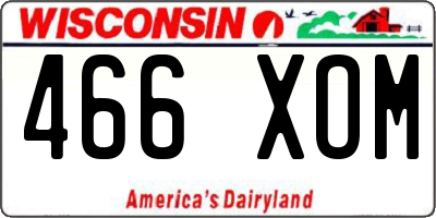WI license plate 466XOM
