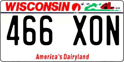 WI license plate 466XON