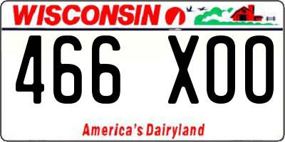 WI license plate 466XOO