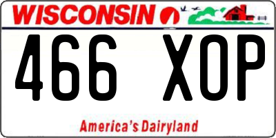 WI license plate 466XOP