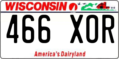 WI license plate 466XOR