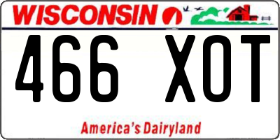 WI license plate 466XOT