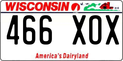 WI license plate 466XOX