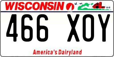 WI license plate 466XOY