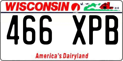 WI license plate 466XPB
