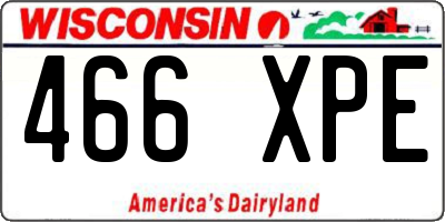 WI license plate 466XPE