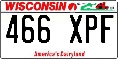 WI license plate 466XPF