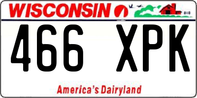 WI license plate 466XPK