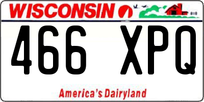 WI license plate 466XPQ