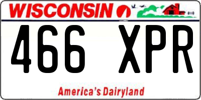 WI license plate 466XPR