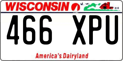 WI license plate 466XPU