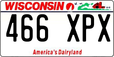 WI license plate 466XPX