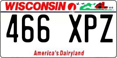 WI license plate 466XPZ
