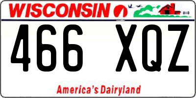 WI license plate 466XQZ